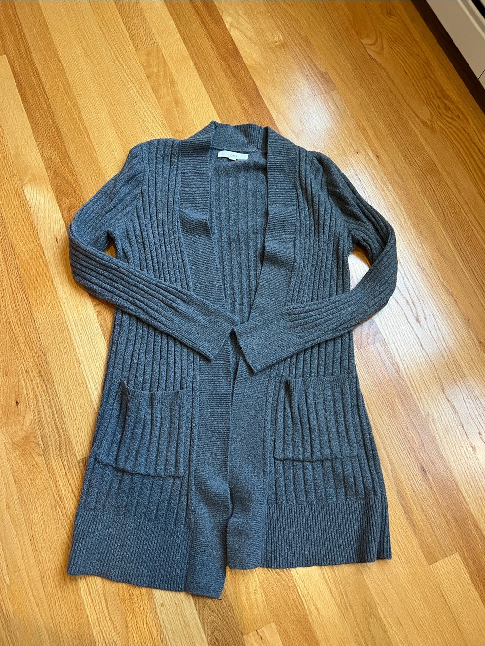 Loft Classic Women's Gray Ribbed Knit Sweater
